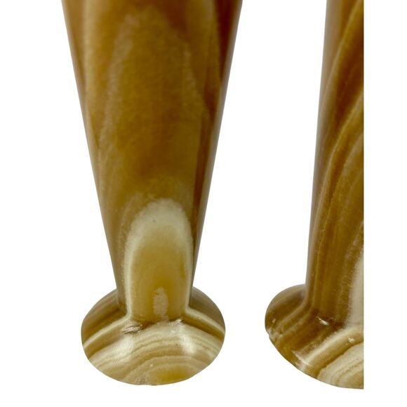 Vintage Egyptian Alabaster Marble Onyx Vases Candle Holders Set of 2 Handmade - Picture 10 of 13